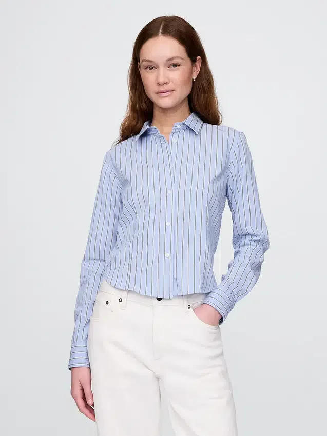 Camicia corta aderente in cotone biologico