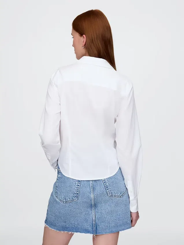 Camicia corta aderente in cotone biologico