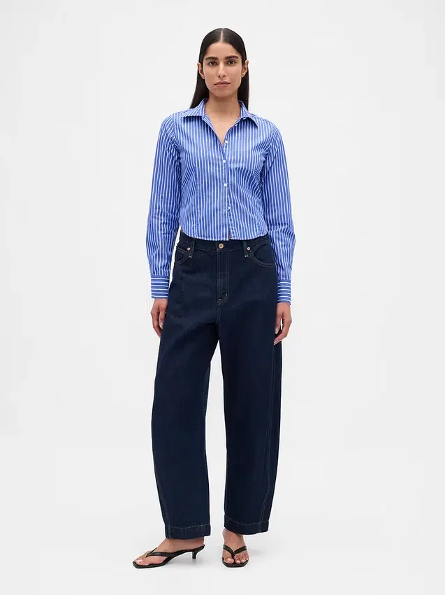 Camicia corta aderente in cotone biologico