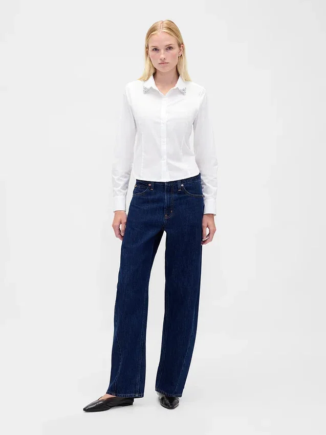 Camicia corta aderente in cotone biologico