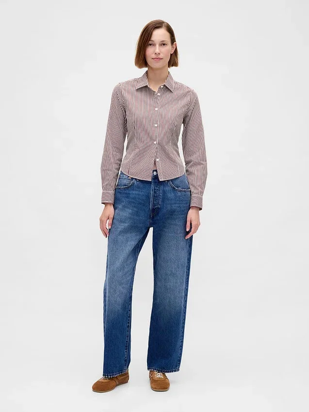 Camicia corta aderente in cotone biologico