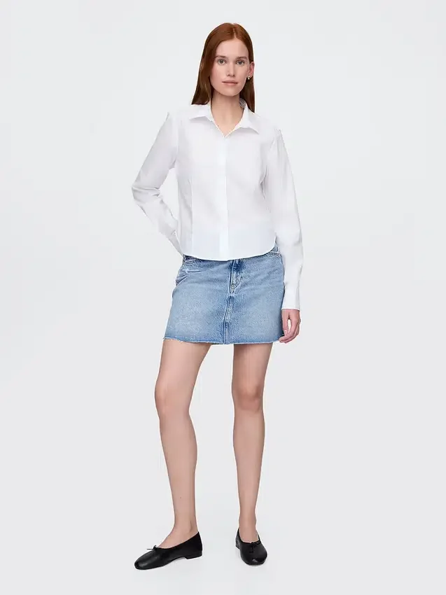 Camicia corta aderente in cotone biologico