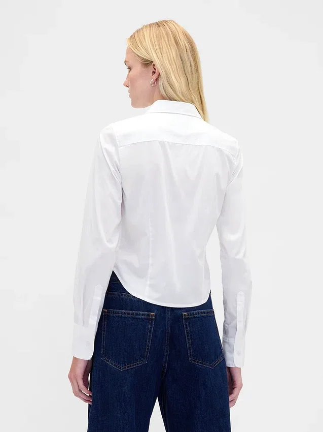 Camicia corta aderente in cotone biologico