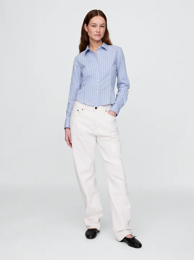 Camicia corta aderente in cotone biologico