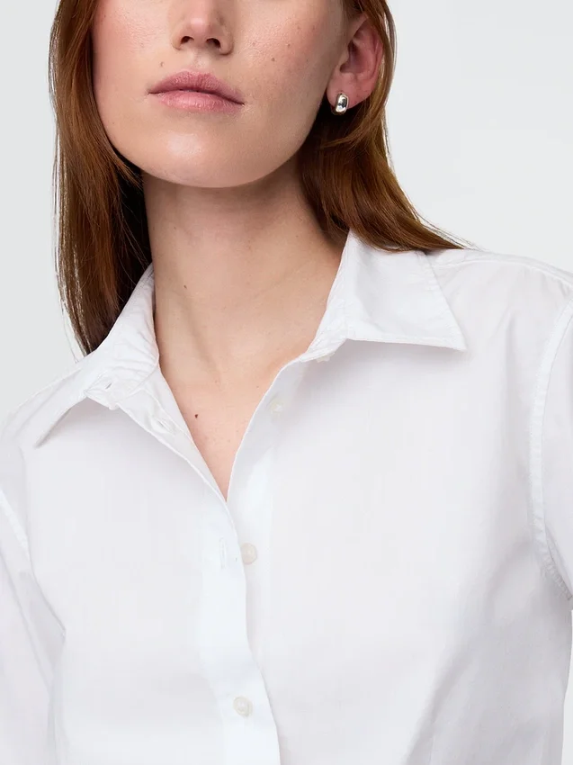 Camicia corta aderente in cotone biologico