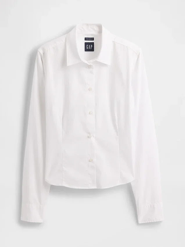 Camicia corta aderente in cotone biologico