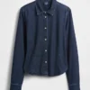 Camicia corta aderente in denim