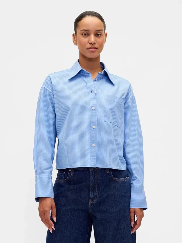 Camicia corta in cotone biologico con orlo dritto