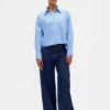 Camicia corta in cotone biologico con orlo dritto