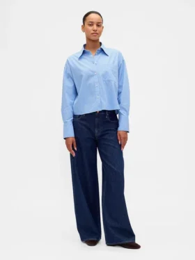 Camicia corta in cotone biologico con orlo dritto