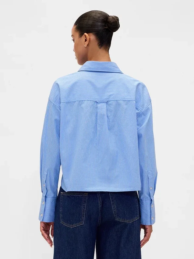 Camicia corta in cotone biologico con orlo dritto