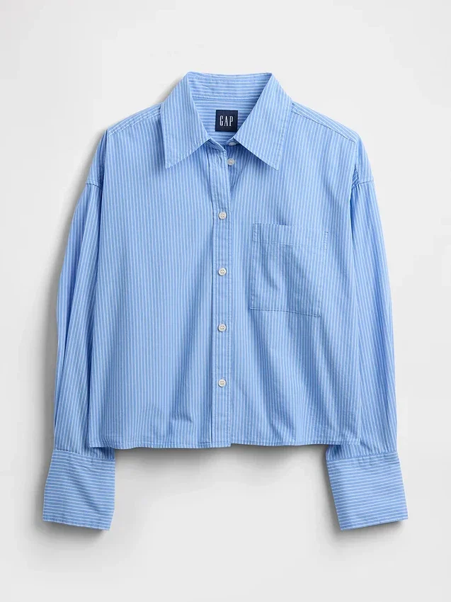 Camicia corta in cotone biologico con orlo dritto