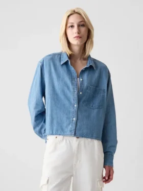 Camicia corta in denim