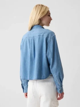 Camicia corta in denim