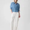 Camicia corta in denim