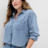 Camicia corta in denim