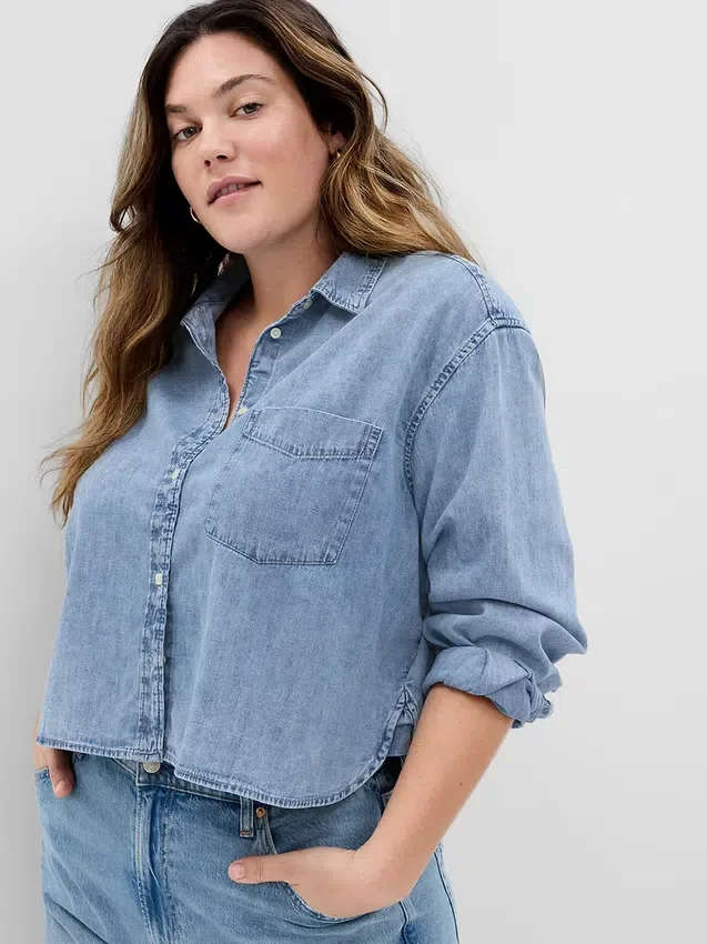 Camicia corta in denim