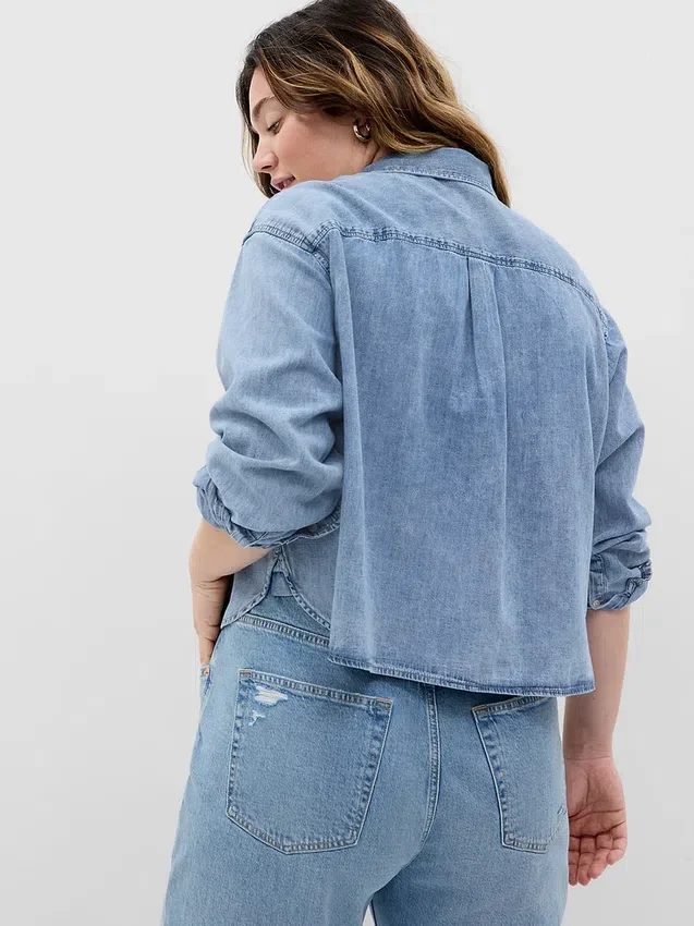 Camicia corta in denim