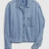 Camicia corta in denim