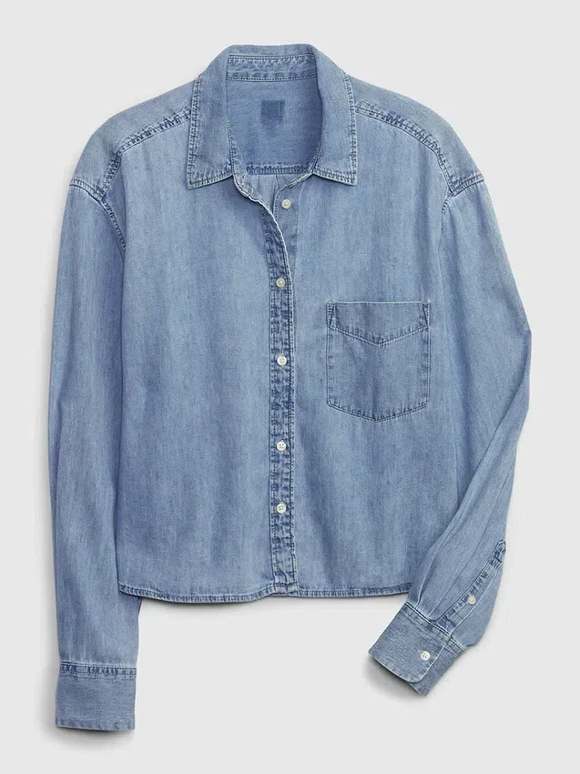 Camicia corta in denim