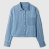 Camicia corta in denim