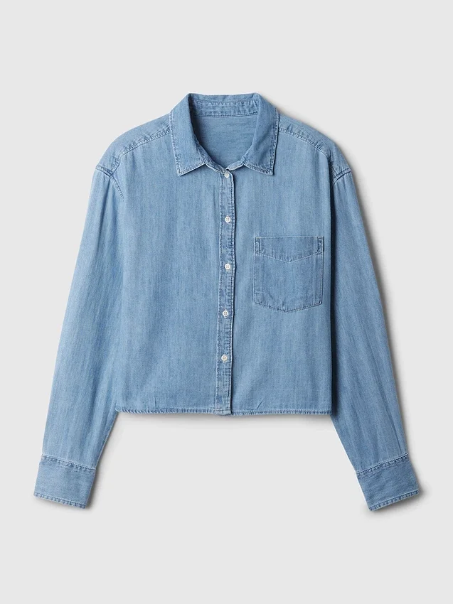 Camicia corta in denim