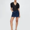 Camicia corta in denim con maniche a campana