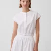 Camicia corta in popeline con maniche ad aletta