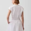 Camicia corta in popeline con maniche ad aletta