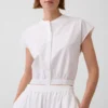 Camicia corta in popeline con maniche ad aletta