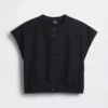 Camicia corta in popeline con maniche ad aletta