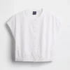 Camicia corta in popeline con maniche ad aletta