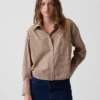 Camicia corta oversize in popeline di cotone biologico