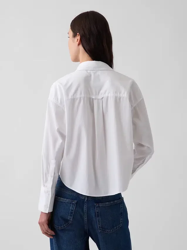 Camicia corta oversize in popeline di cotone biologico