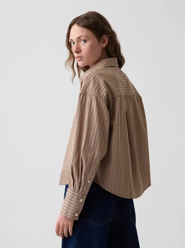 Camicia corta oversize in popeline di cotone biologico