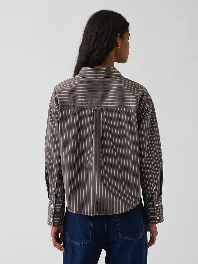 Camicia corta oversize in popeline di cotone biologico