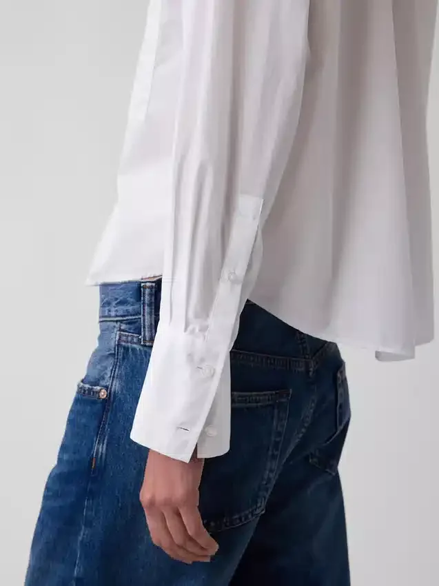 Camicia corta oversize in popeline di cotone biologico