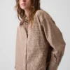 Camicia corta oversize in popeline di cotone biologico