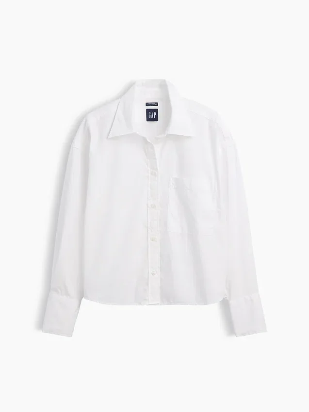 Camicia corta oversize in popeline di cotone biologico