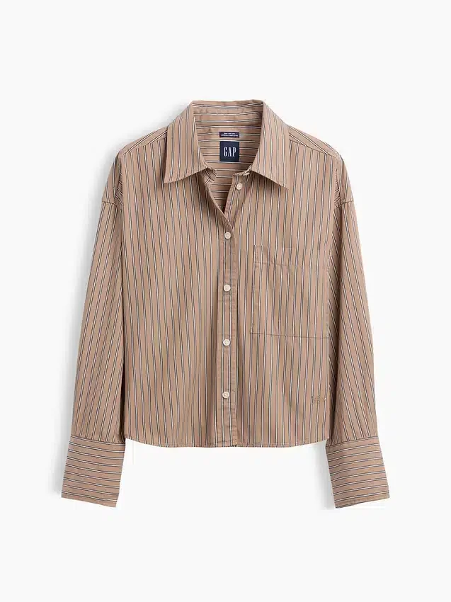 Camicia corta oversize in popeline di cotone biologico