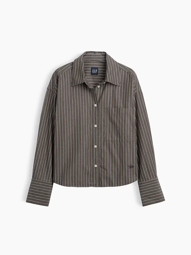 Camicia corta oversize in popeline di cotone biologico