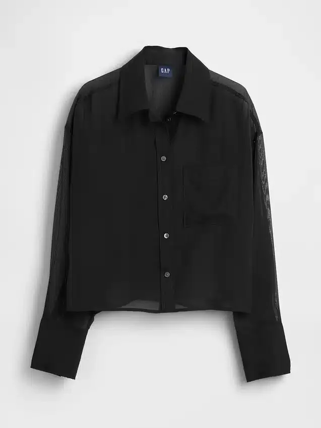 Camicia corta trasparente con orlo dritto