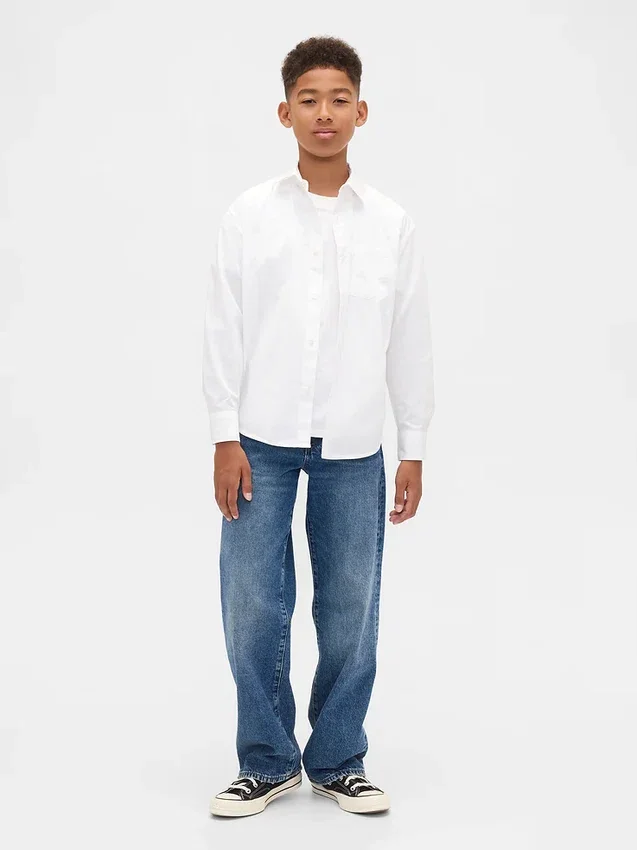 Camicia da bambino in popeline, modello casual