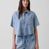 Camicia da campeggio oversize in denim morbidissimo