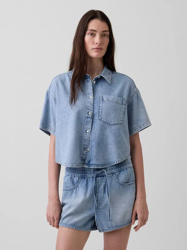 Camicia da campeggio oversize in denim morbidissimo