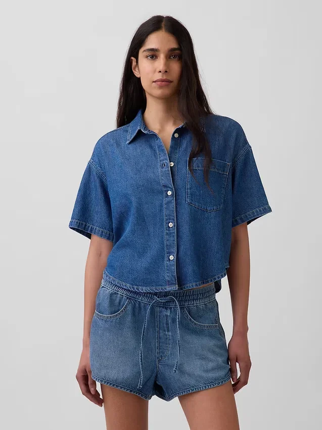 Camicia da campeggio oversize in denim morbidissimo