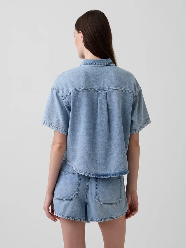Camicia da campeggio oversize in denim morbidissimo