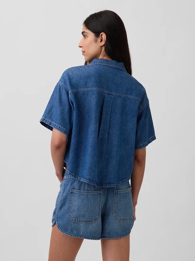Camicia da campeggio oversize in denim morbidissimo