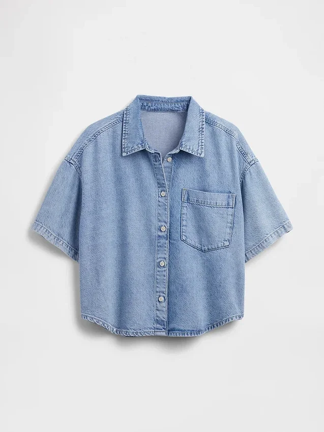 Camicia da campeggio oversize in denim morbidissimo