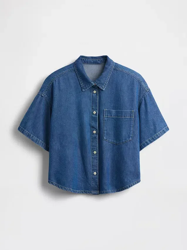 Camicia da campeggio oversize in denim morbidissimo